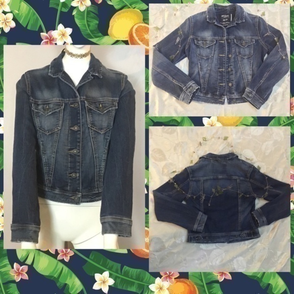 Like New SILVER JEANS Boho Denim Jacket Coat Distressed XS